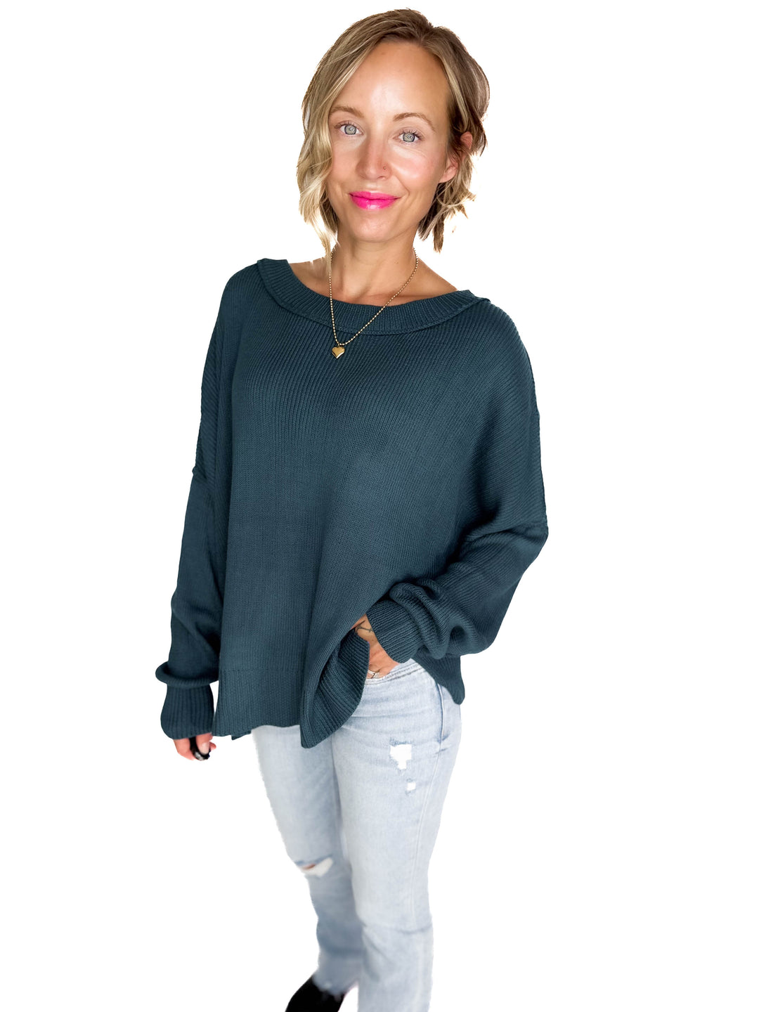 Ever Oversized Cotton Exposed Seam Sweater- INDIGO