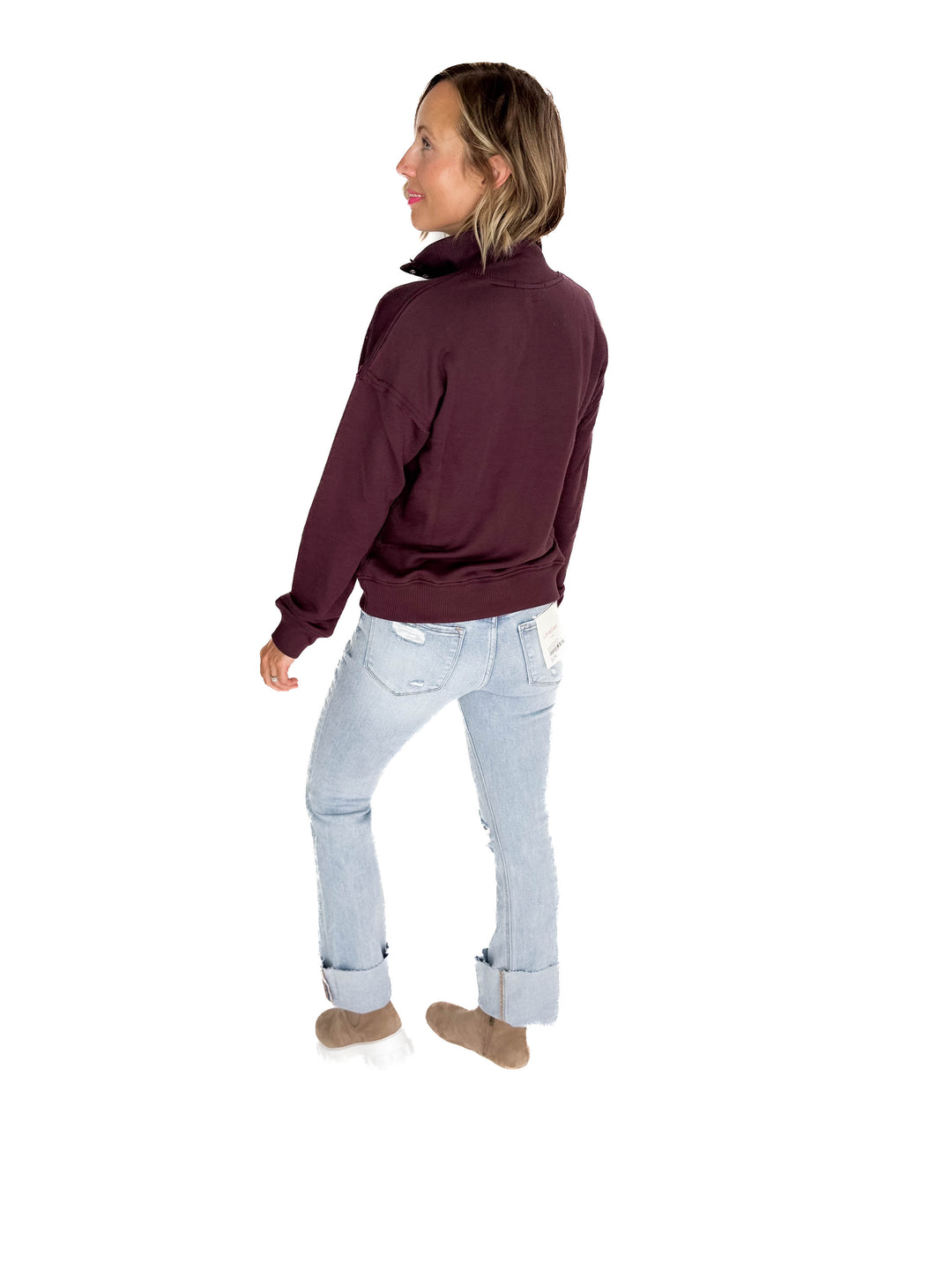 Jacob Mock Neck Pullover- DARK PLUM