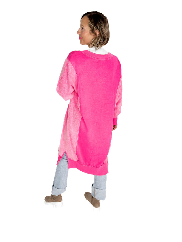 Desi Sweatshirt Cardigan- PINK