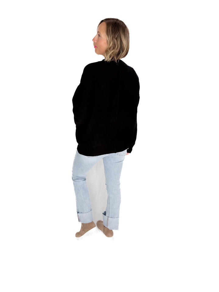 Annabeth Button Down Cardigan- BLACK