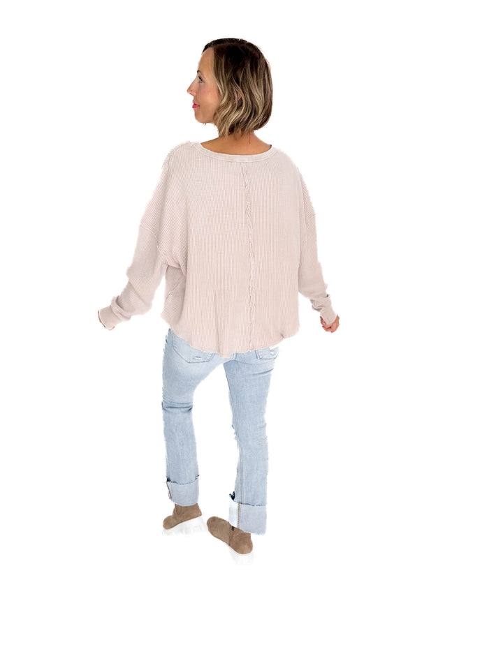 Arden Waffle Long Sleeve- LIGHT TAUPE