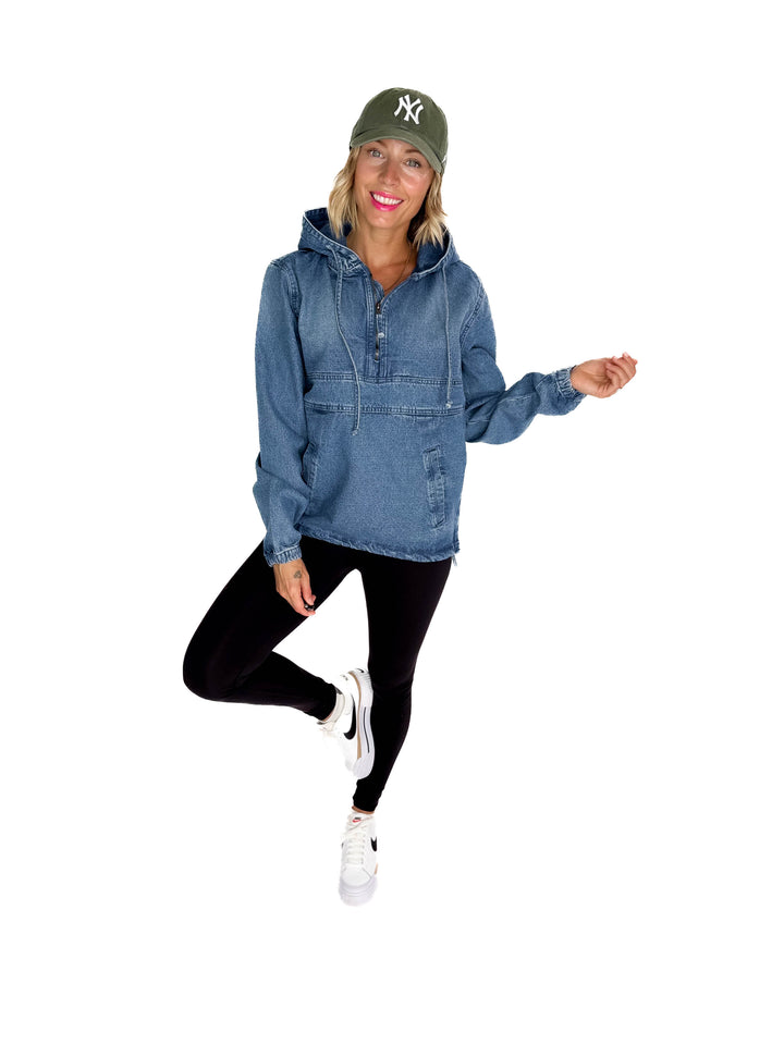 Bex Denim Hoodie Jacket- MEDIUM WASH