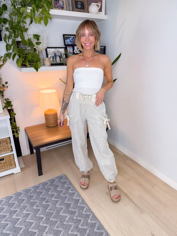 Rosaline Gauze Harem Pant- WHITE/BLACK-FINAL SALE *L*