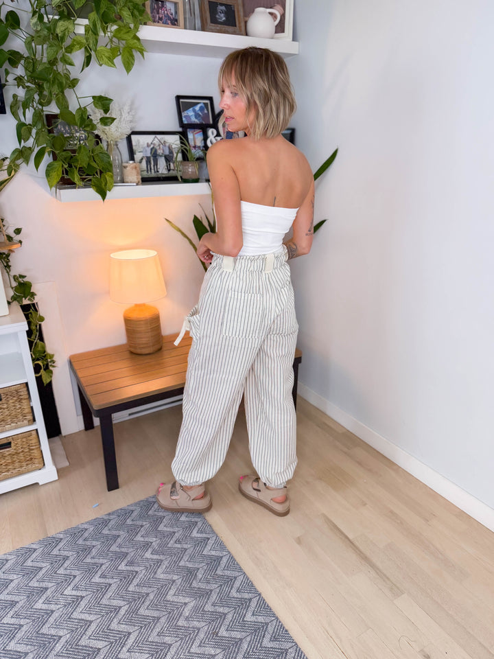 Rosaline Gauze Harem Pant- WHITE/BLACK-FINAL SALE *L*
