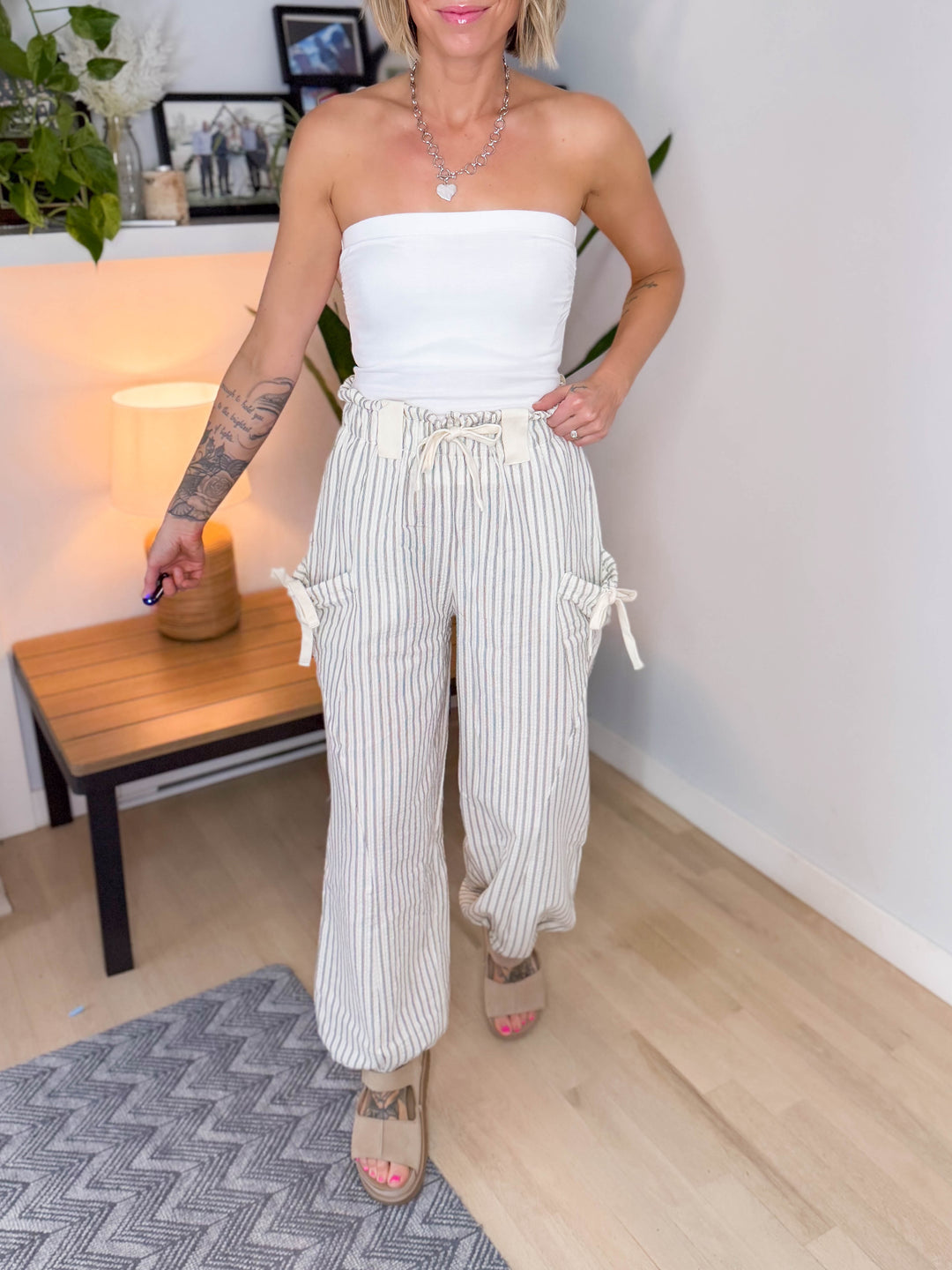 Rosaline Gauze Harem Pant- WHITE/BLACK-FINAL SALE *L*