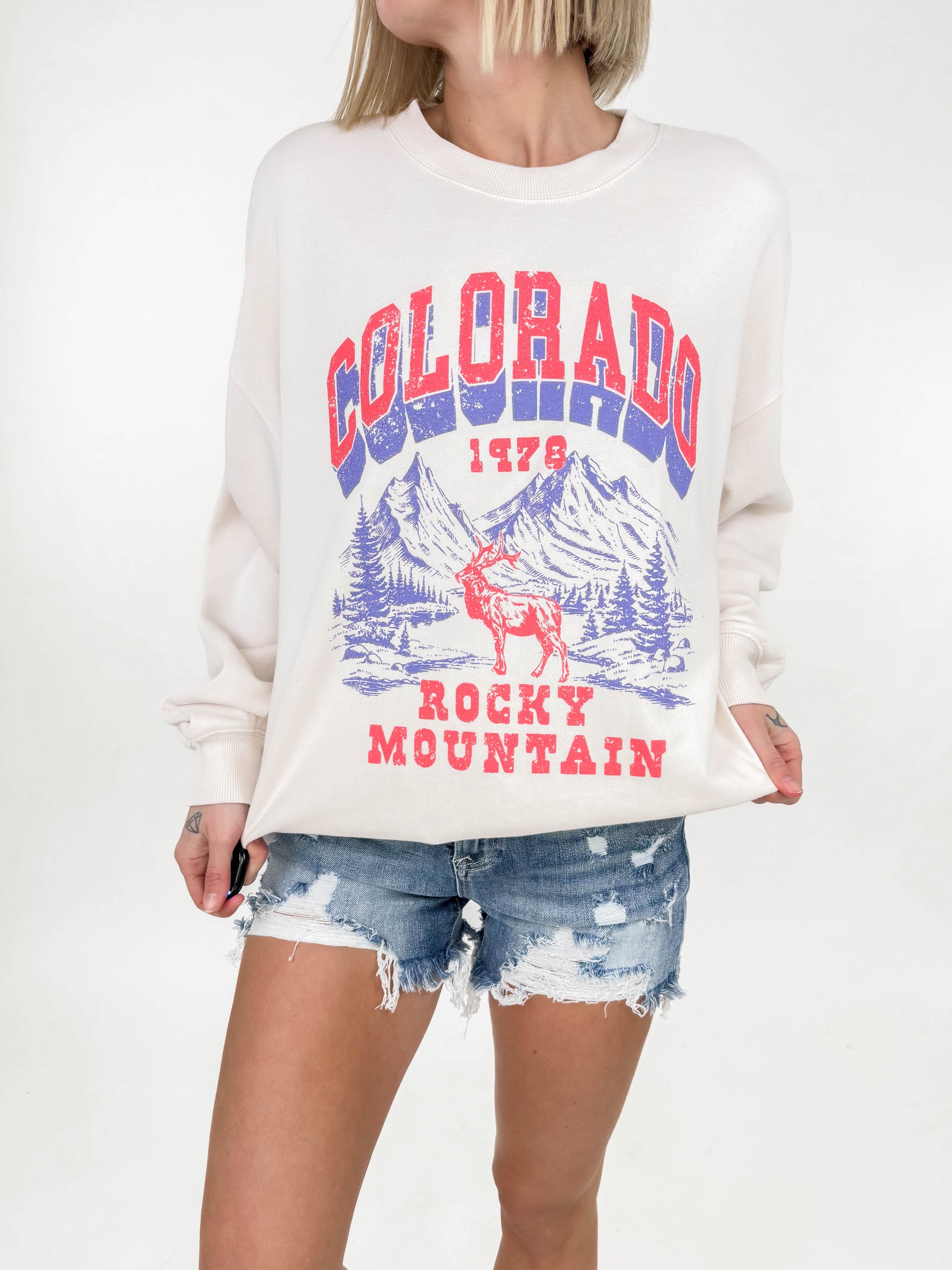 Vintage Colorado Premium Graphic Pullover- OFF WHITE-FINAL SALE