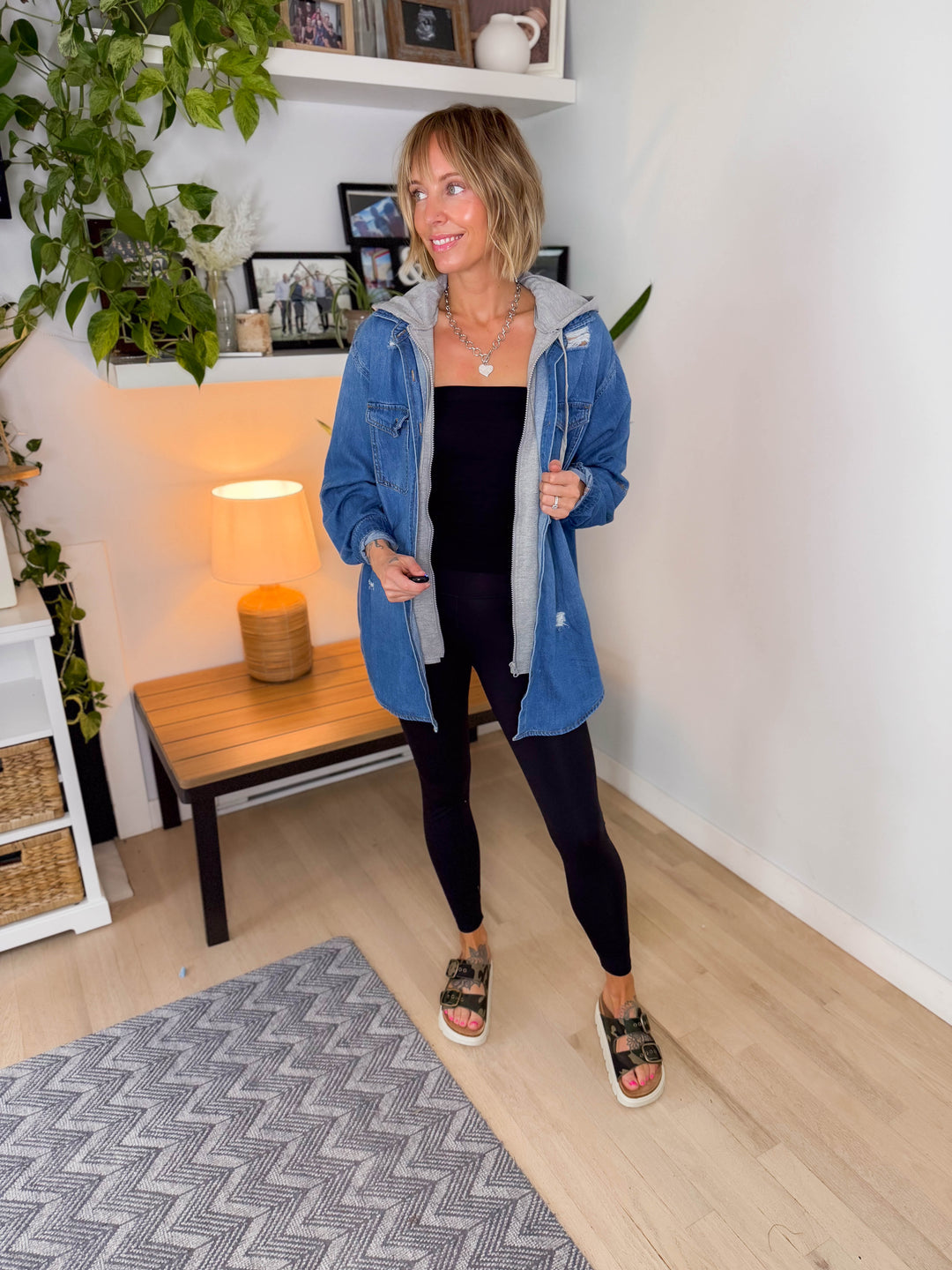 RISEN Girlfriend Hoodie Jean Jacket- MEDIUM WASH