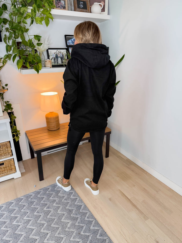 Bex Denim Hoodie Jacket- BLACK