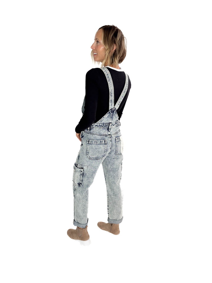 RISEN Emery Ankle Straight Utility Overalls- ACID WASH