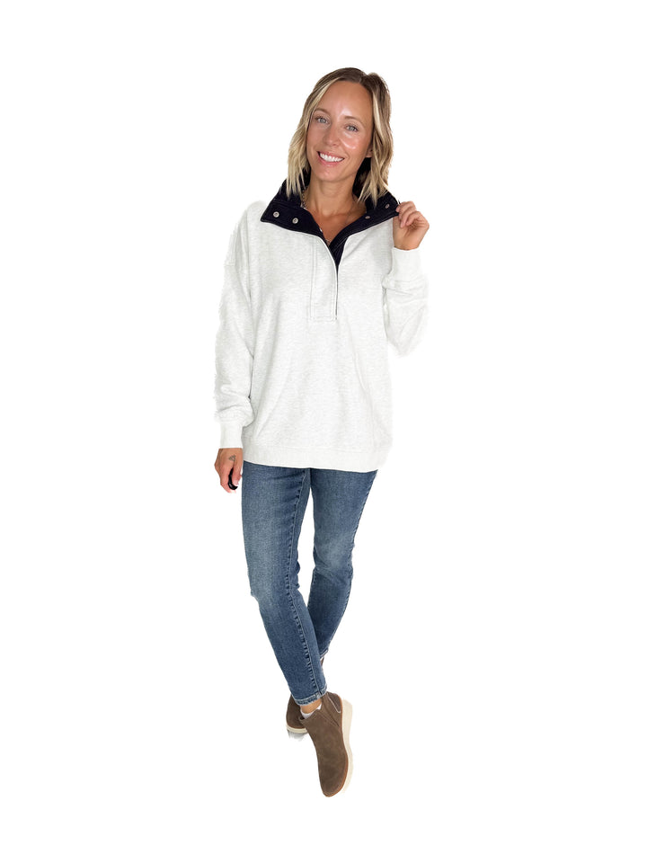 Grayson Thermal Contrast Snap Button Pullover- HTHR GREY