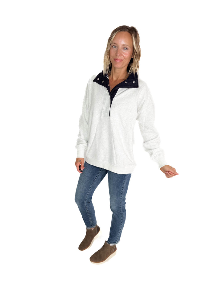 Grayson Thermal Contrast Snap Button Pullover- HTHR GREY