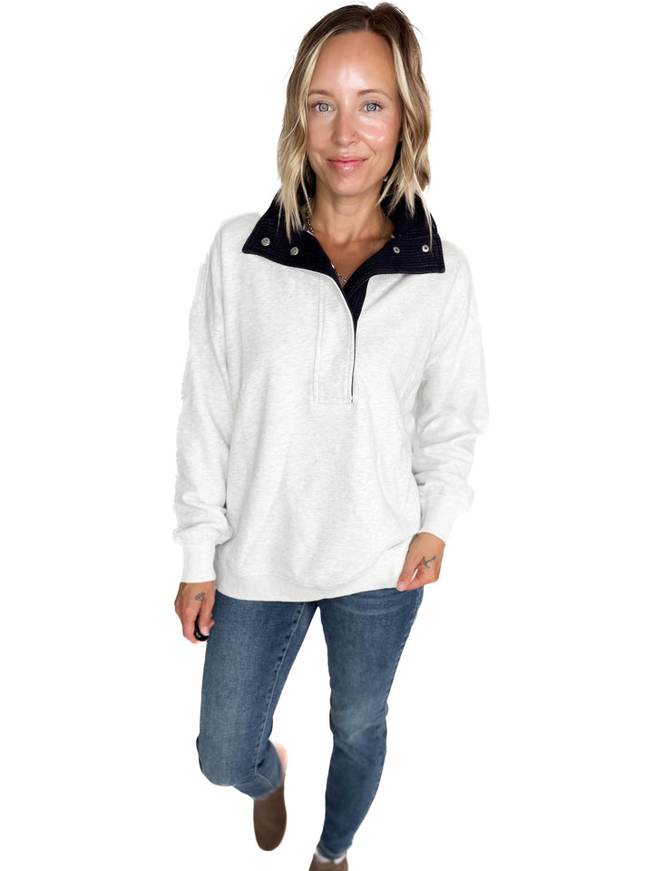 Grayson Thermal Contrast Snap Button Pullover- HTHR GREY