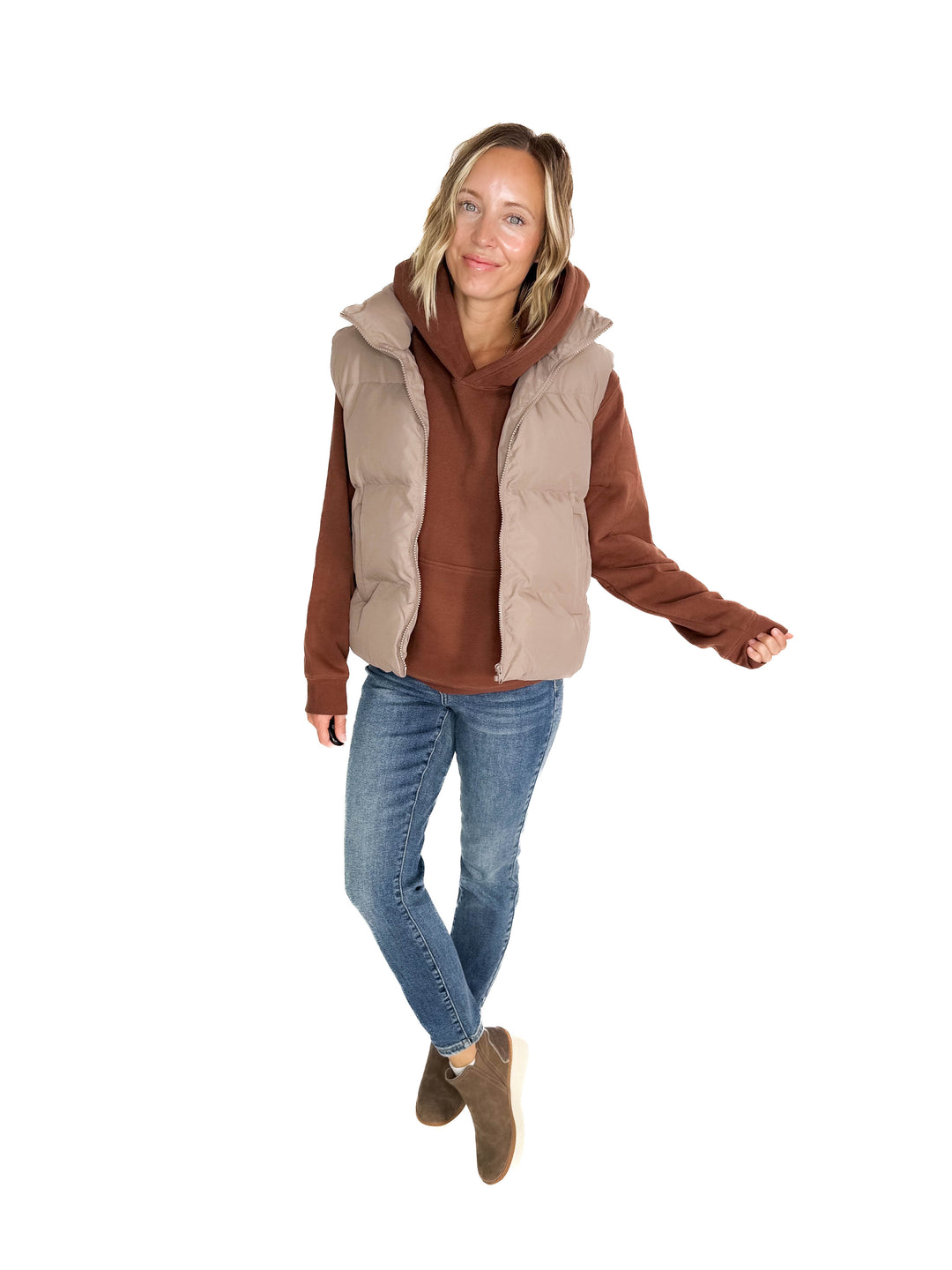 Falling For You Puffer Vest- TAUPE GREY-FINAL SALE
