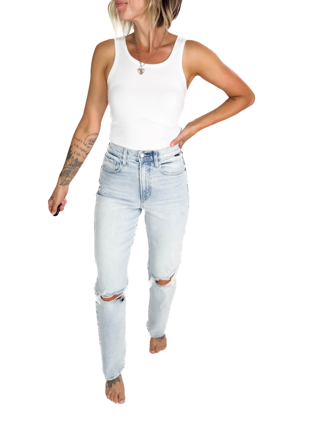 CELLO Kamron Super High Rise Dad Jean- LIGHT WASH