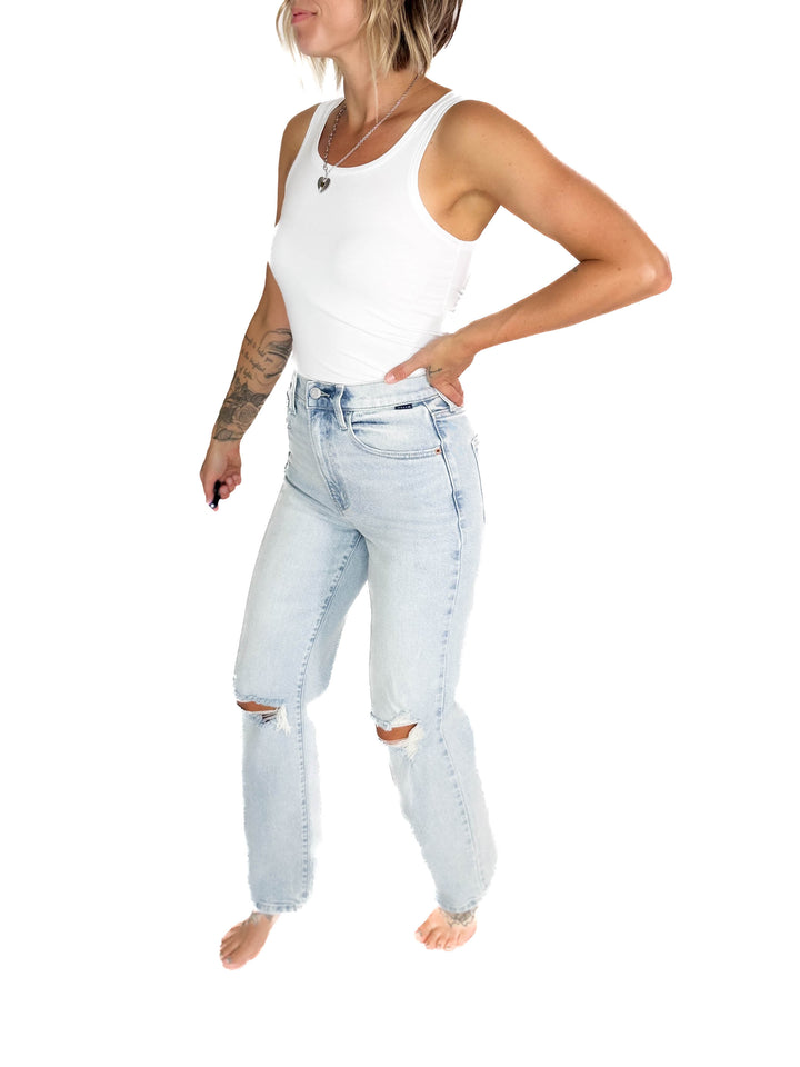 CELLO Kamron Super High Rise Dad Jean- LIGHT WASH