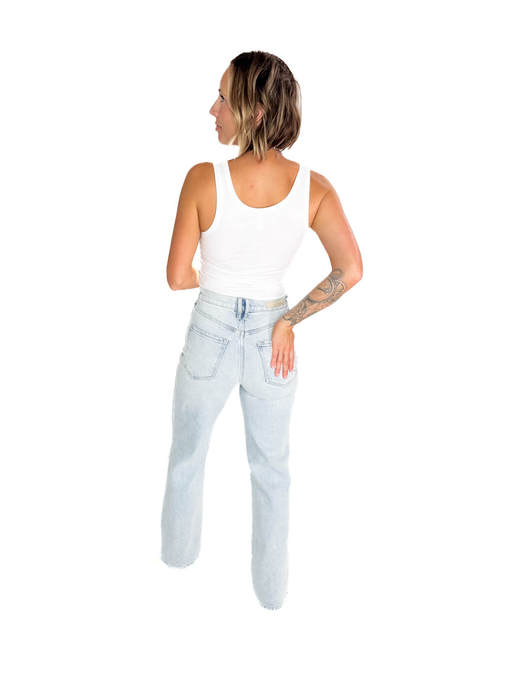 CELLO Kamron Super High Rise Dad Jean- LIGHT WASH