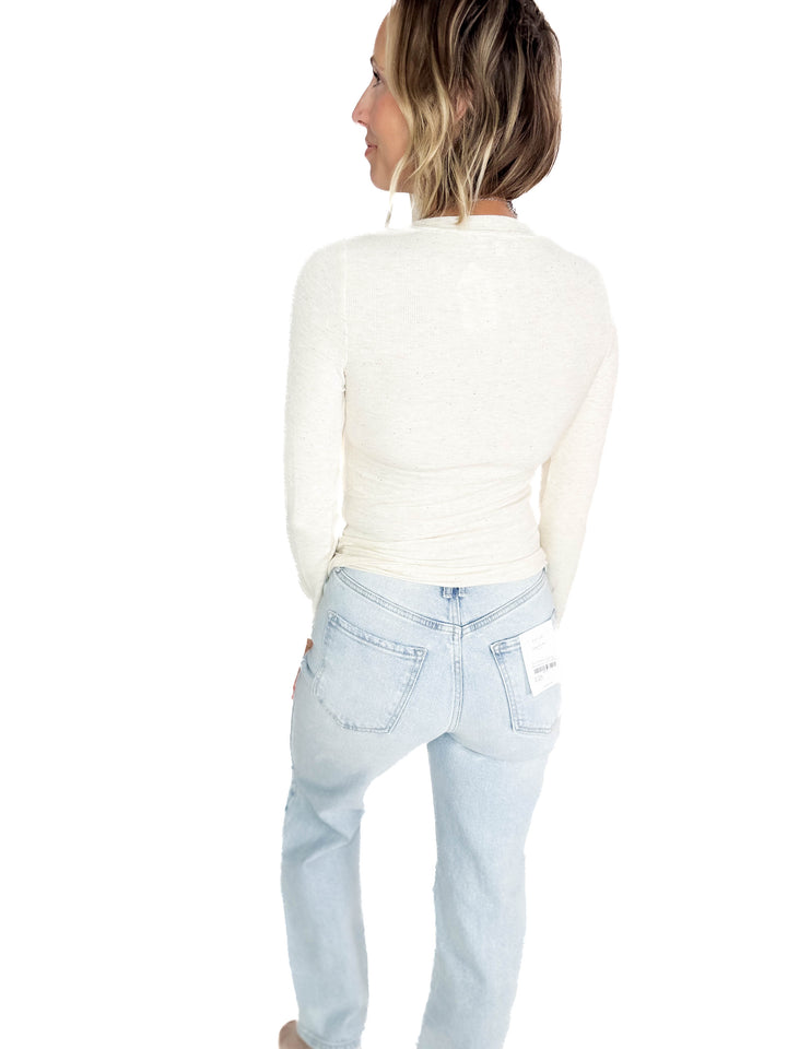Lizza Confetti Detail Henley- OATMEAL