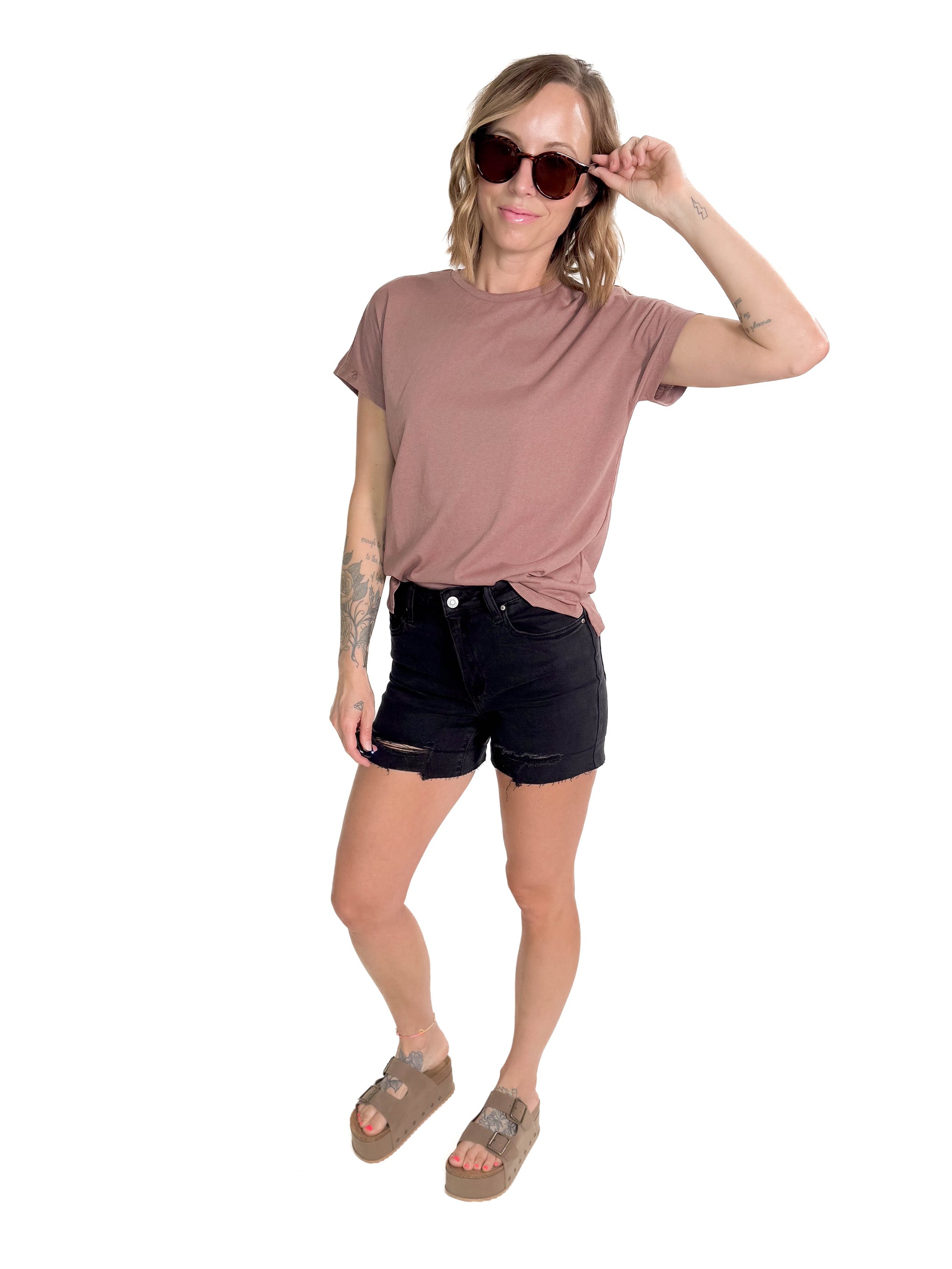 Prespa 5 Pocket Cuffed Shorts- BLACK