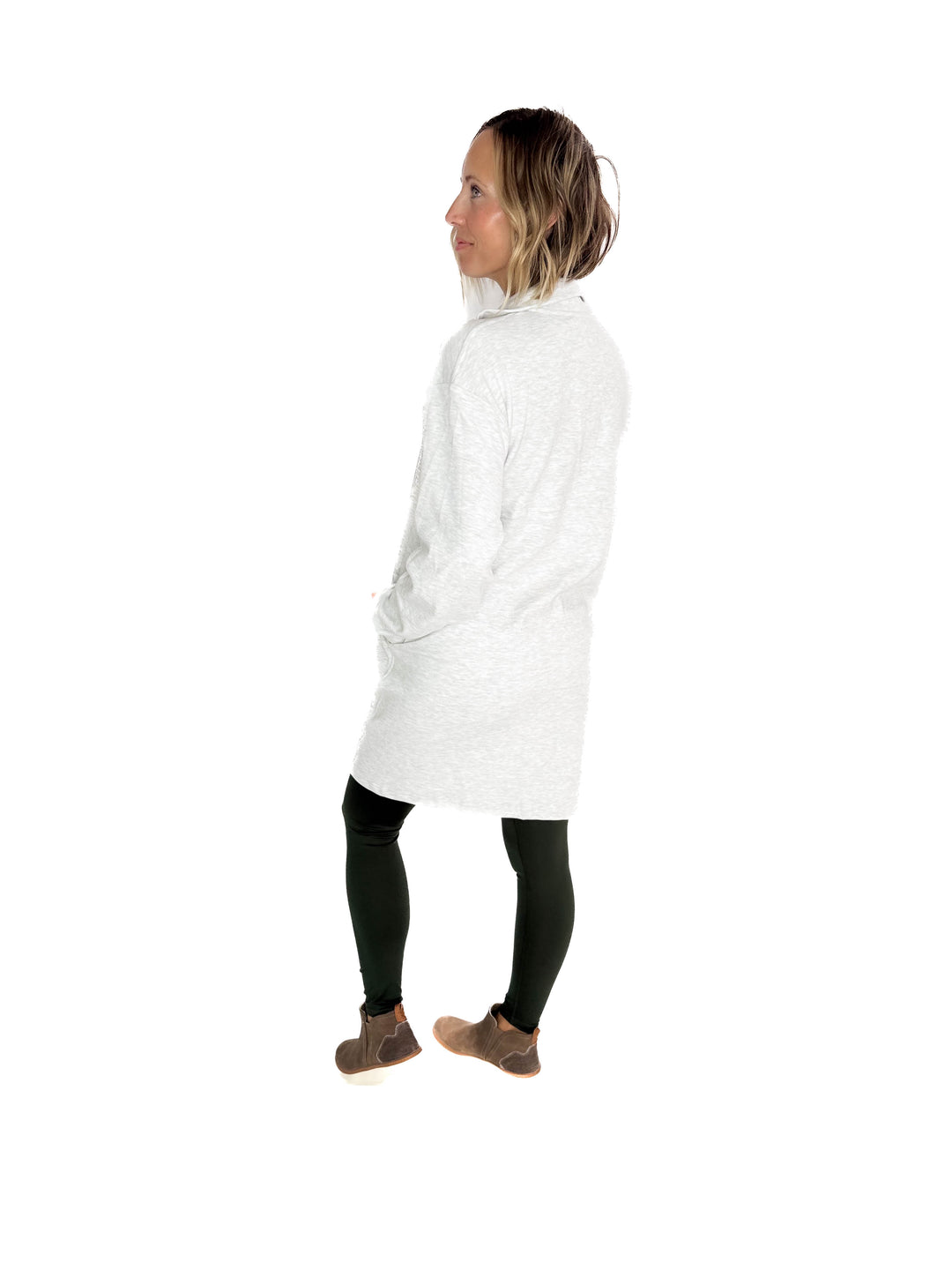Logan 1/4 Zip Tunic Pullover- HTHR GREY