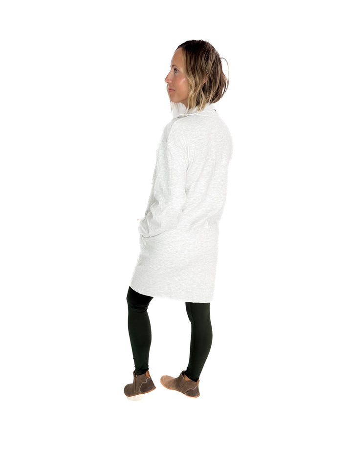 Logan 1/4 Zip Tunic Pullover- HTHR GREY