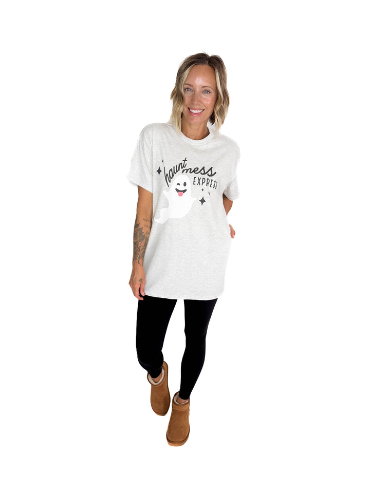 Haunt Mess Express Graphic Tee- ASH