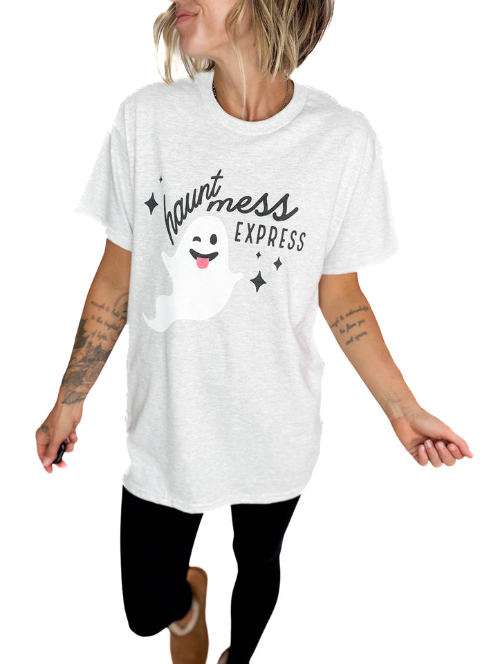 Haunt Mess Express Graphic Tee- ASH
