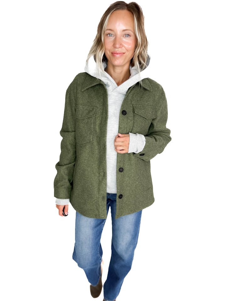 Rainier Classic Shacket- OLIVE