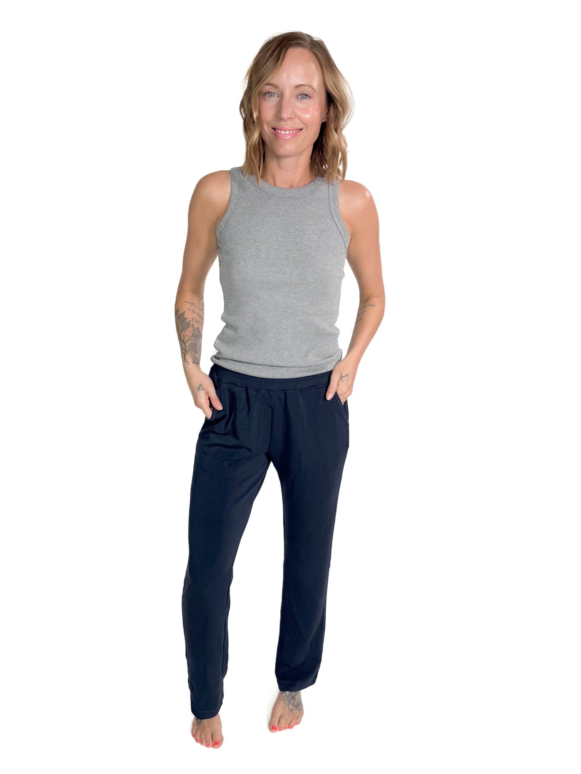 MONO B Sprinter Modal Straight Leg Pant- DARK NAVY-FINAL SALE