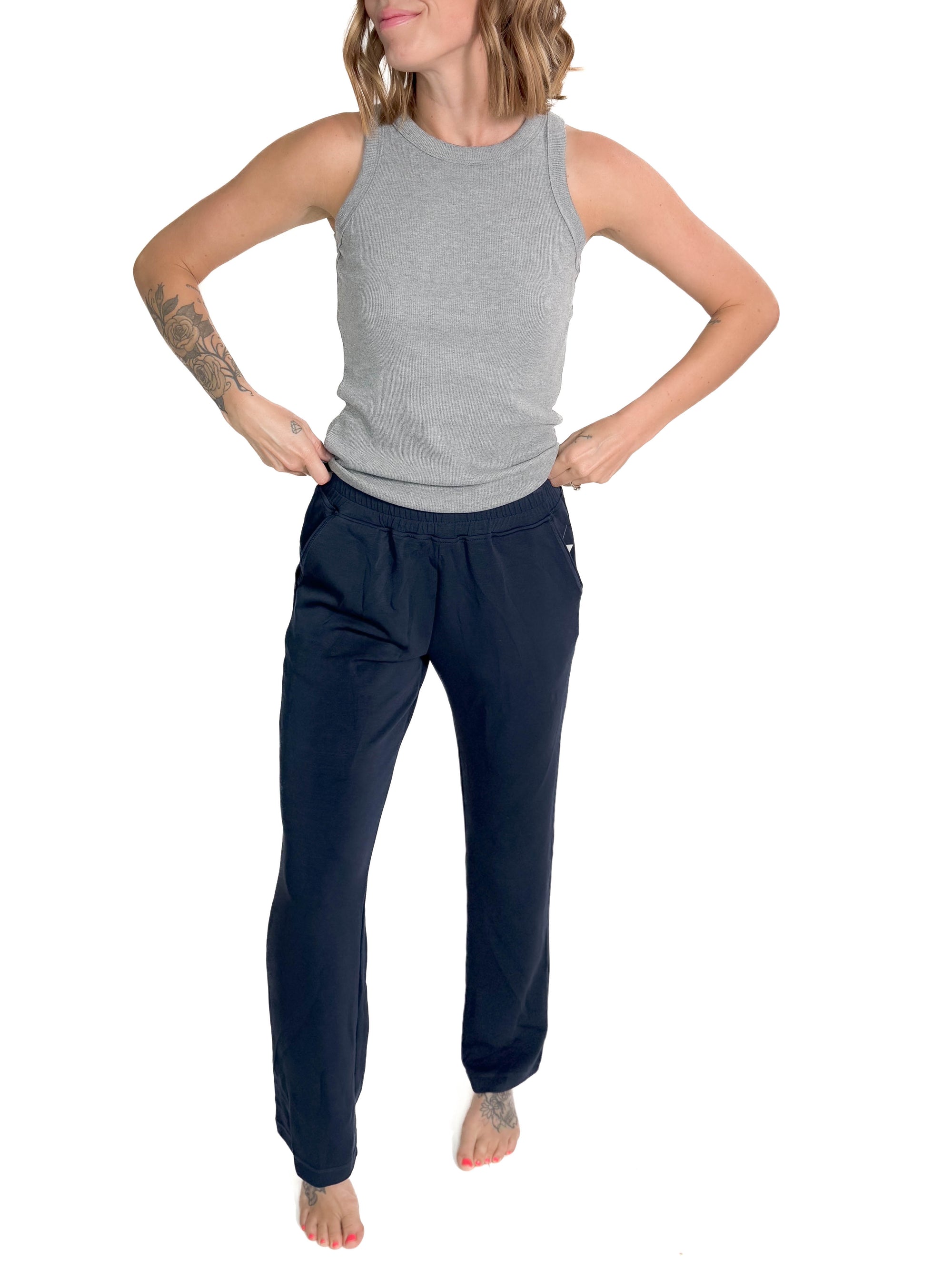 MONO B Sprinter Modal Straight Leg Pant- DARK NAVY-FINAL SALE