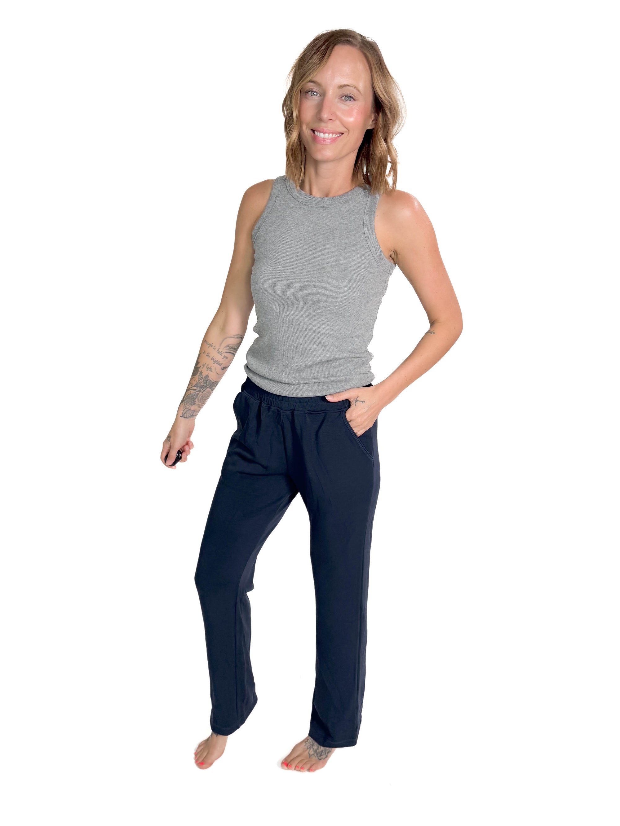 MONO B Sprinter Modal Straight Leg Pant- DARK NAVY-FINAL SALE