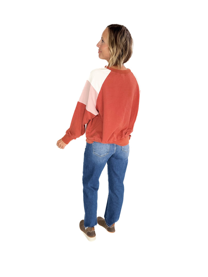 Roxanne Crewneck Pullover- WASHED BRICK
