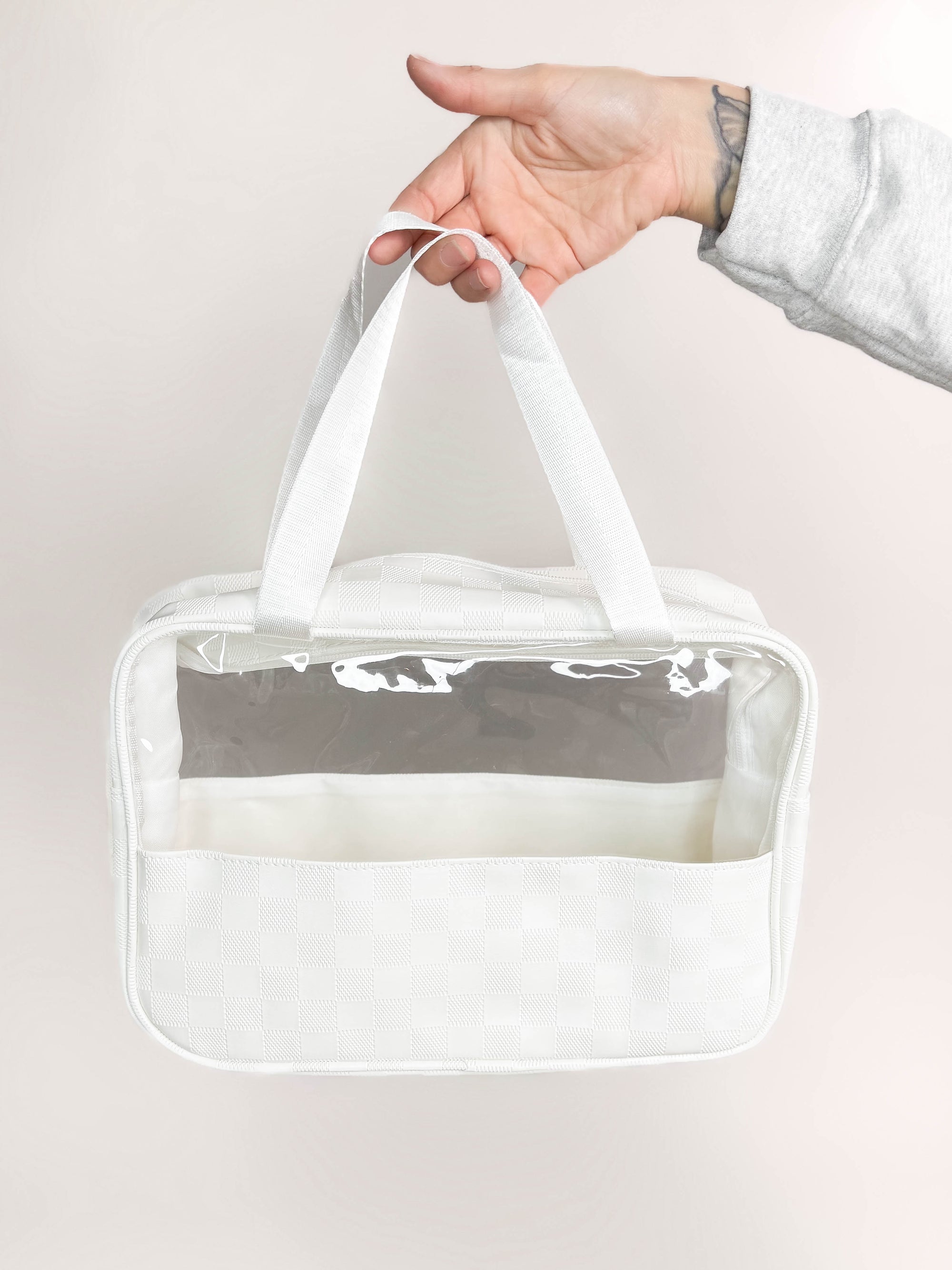 Voyager Travel Clear Bag- IVORY CHECKER