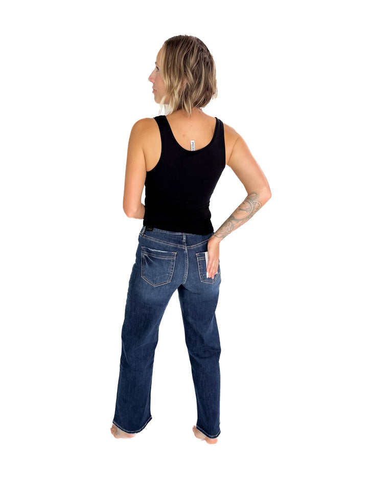 MICA Bonnie High Rise Patch Pocket Jean- DARK