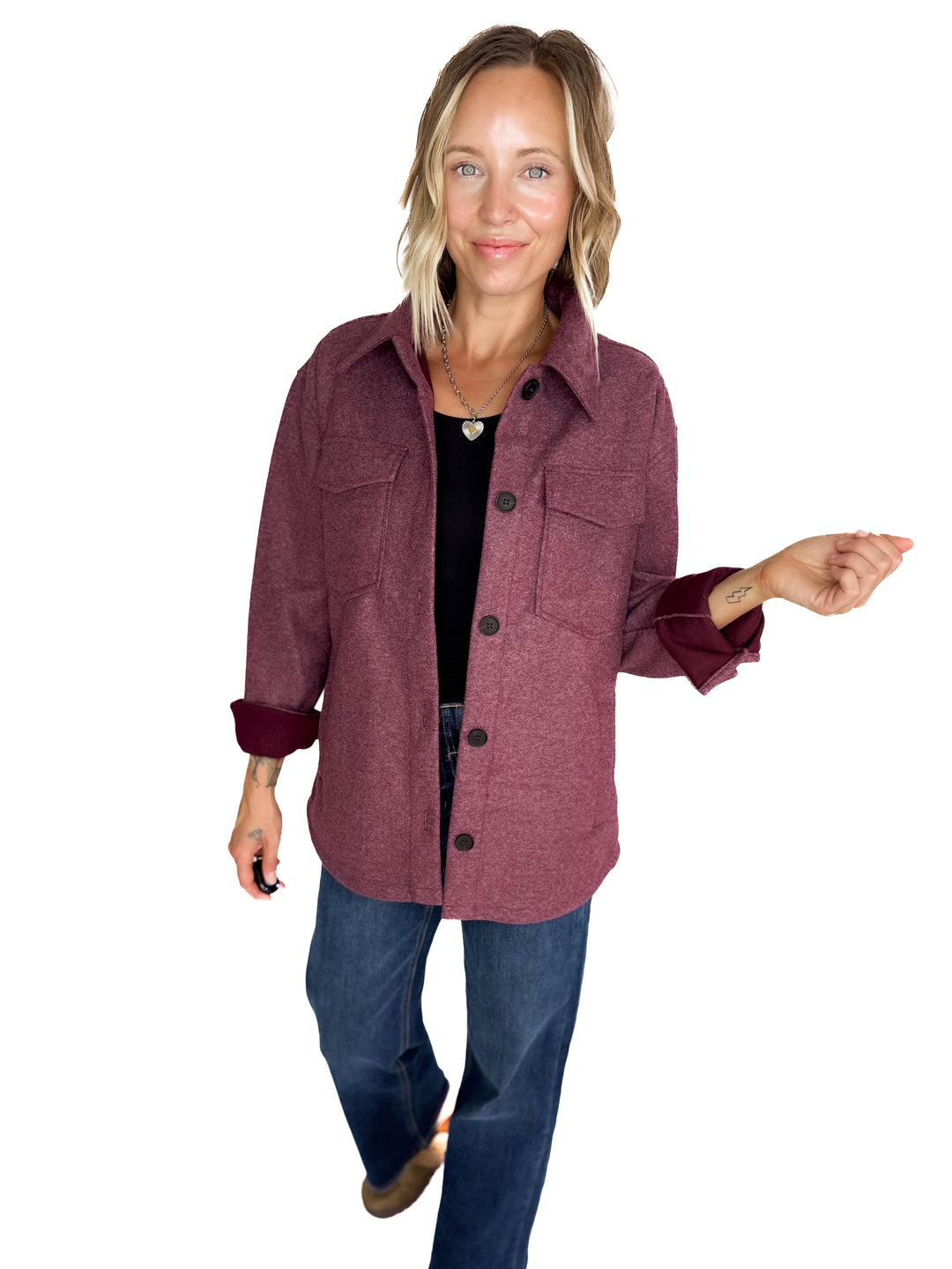 Rainier Classic Shacket- BURGUNDY