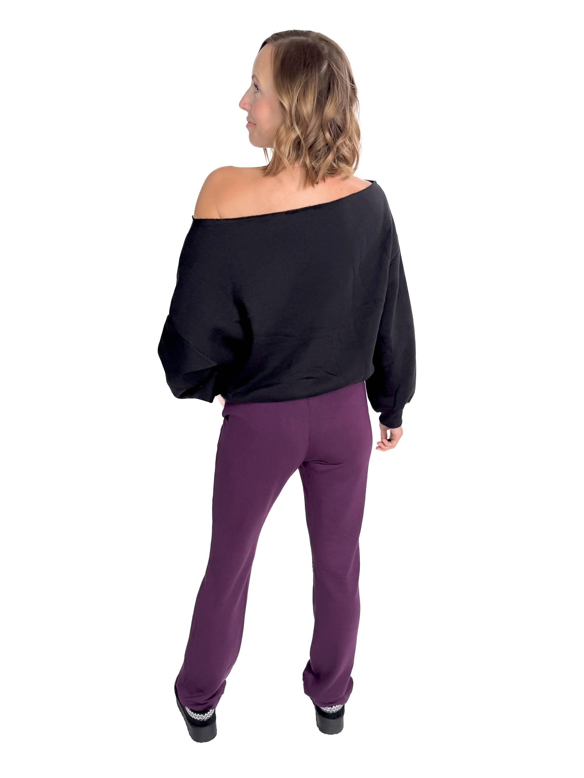 MONO B Sprinter Modal Straight Leg Pant- PLUM