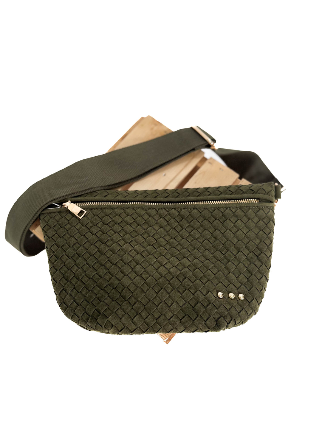 Westlyn Woven Suede Bum Bag- OLIVE