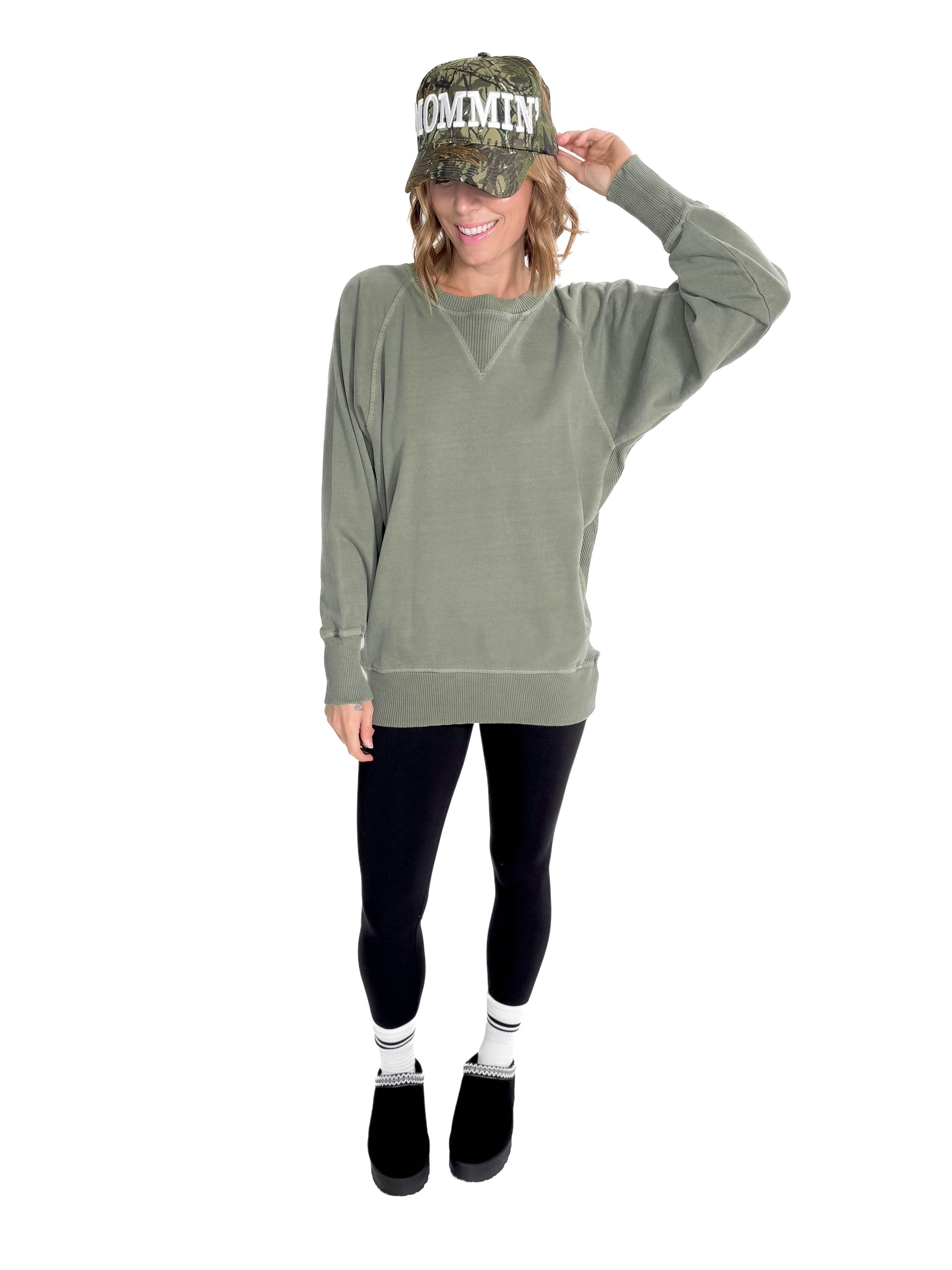 Lux French Terry Pullover- LIGHT OLIVE