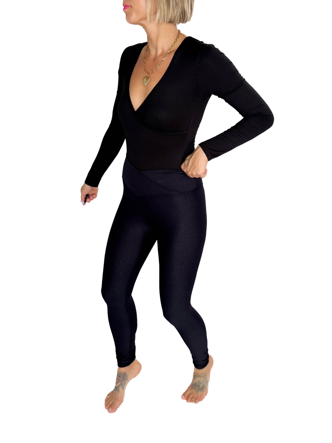 MONO B Harper Faux Leather Foil Legging