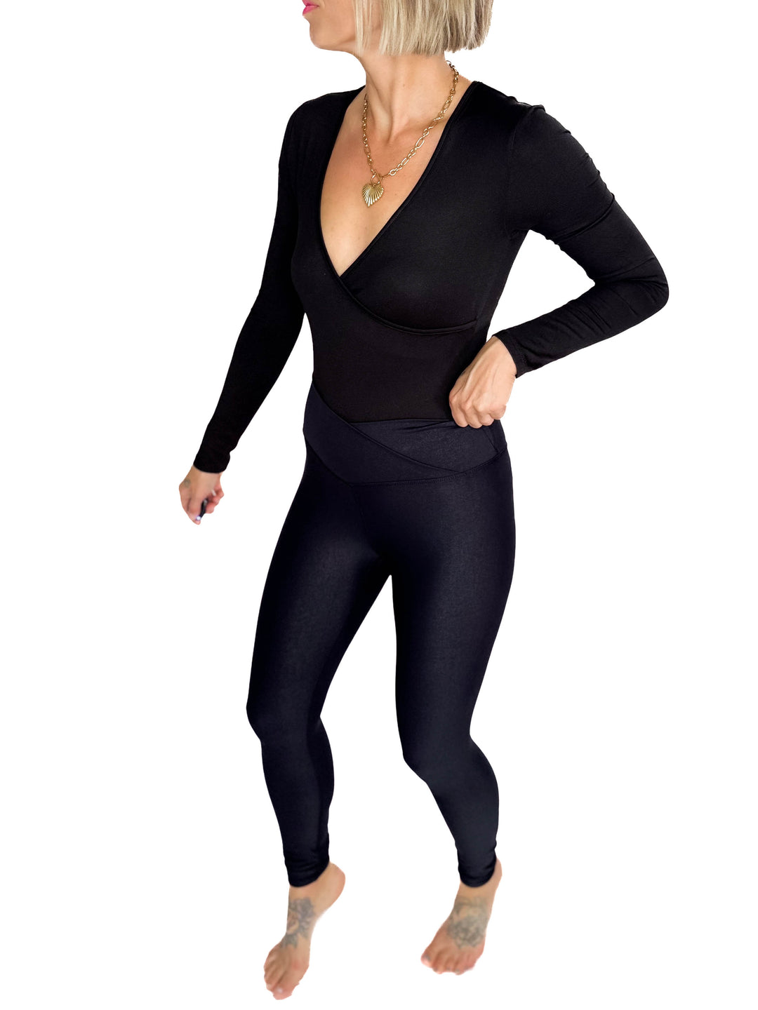 MONO B Harper Faux Leather Foil Legging
