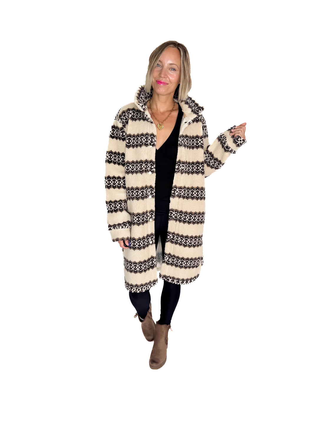Ainsley Longline Sherpa Jacket- NORDIC BIRCH