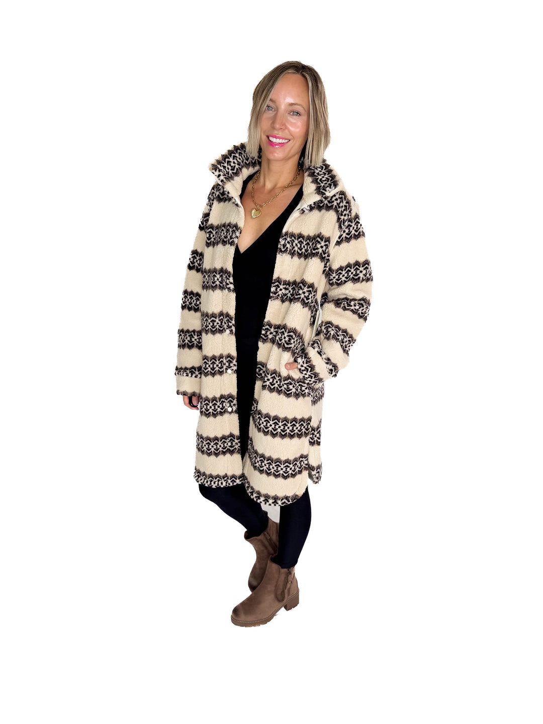 Ainsley Longline Sherpa Jacket- NORDIC BIRCH
