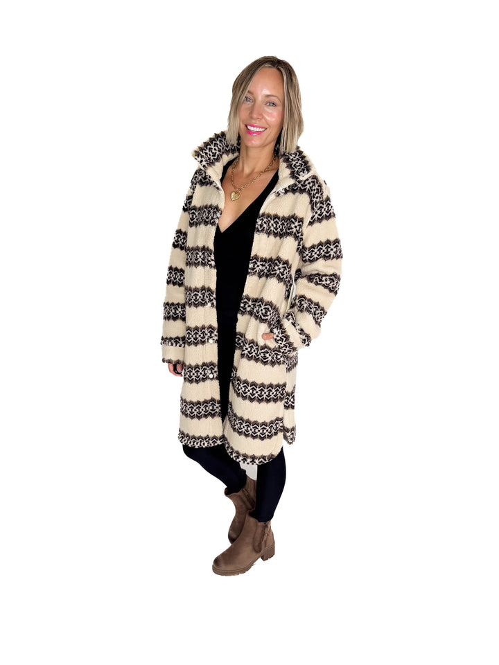 Ainsley Longline Sherpa Jacket- NORDIC BIRCH