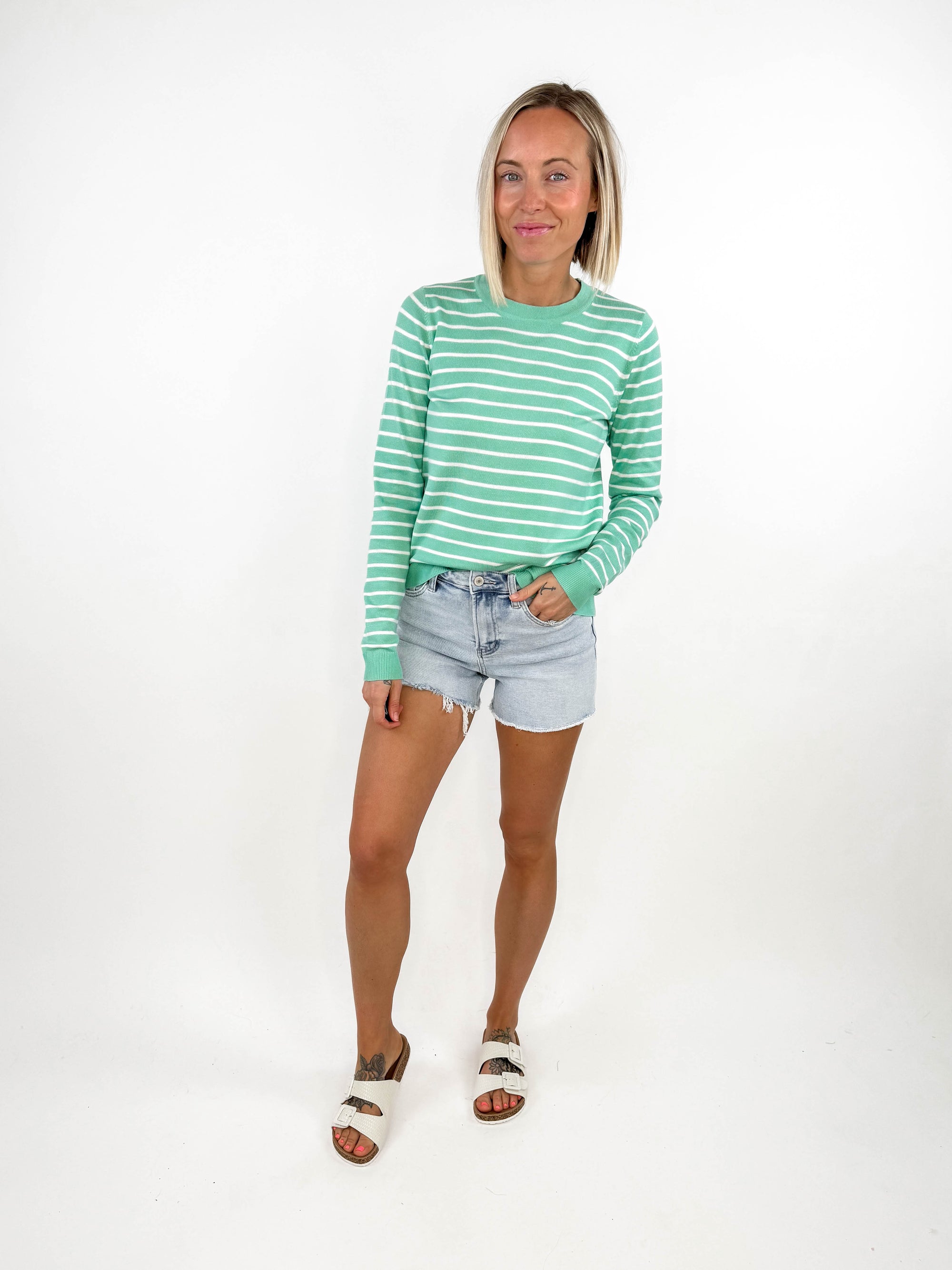 Expressions Stripe Sweater- MINT-FINAL SALE
