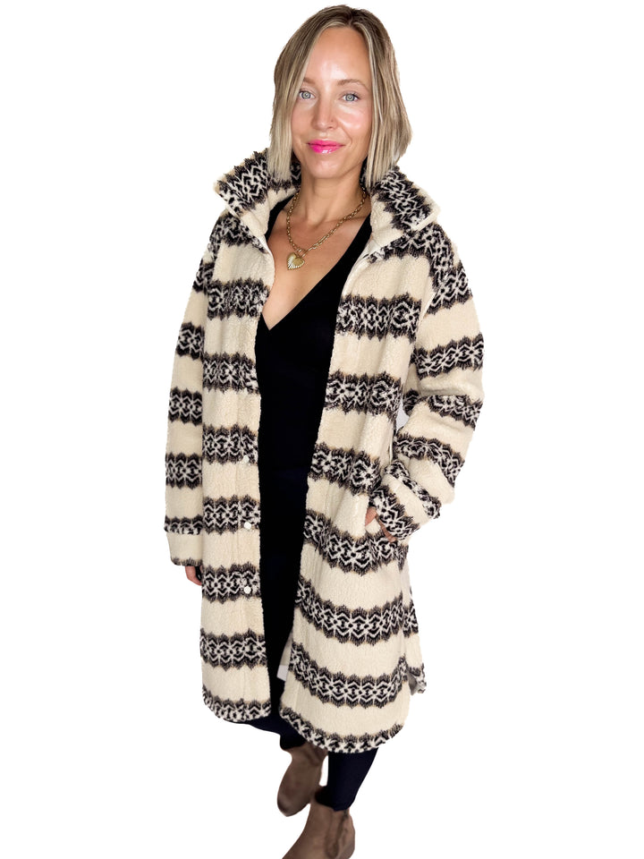 Ainsley Longline Sherpa Jacket- NORDIC BIRCH