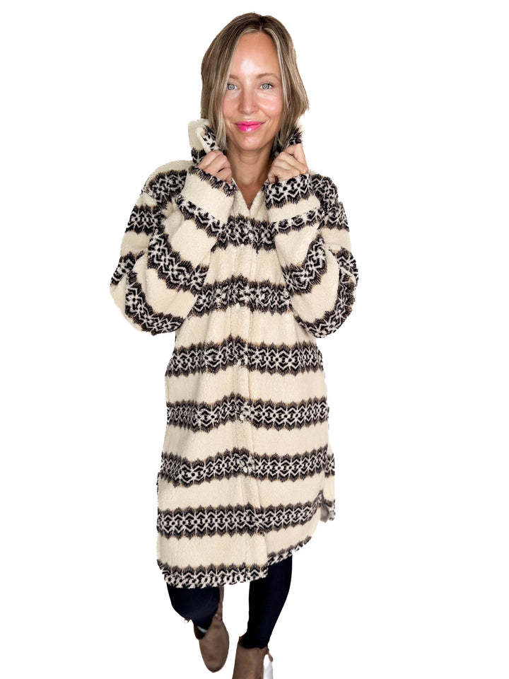 Ainsley Longline Sherpa Jacket- NORDIC BIRCH
