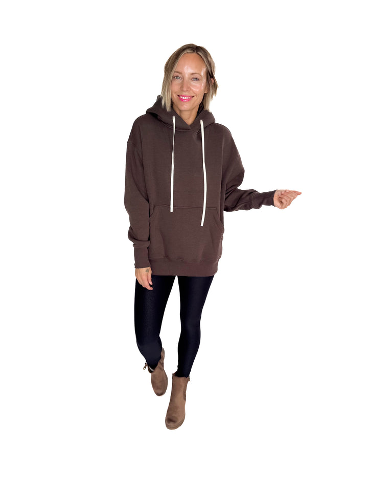 Mono B Cloudwalk Pullover Fleece Hoodie- ESPRESSO