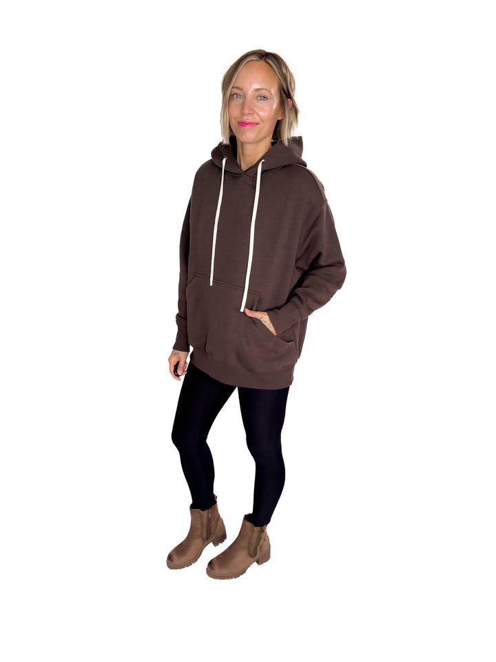 Mono B Cloudwalk Pullover Fleece Hoodie- ESPRESSO