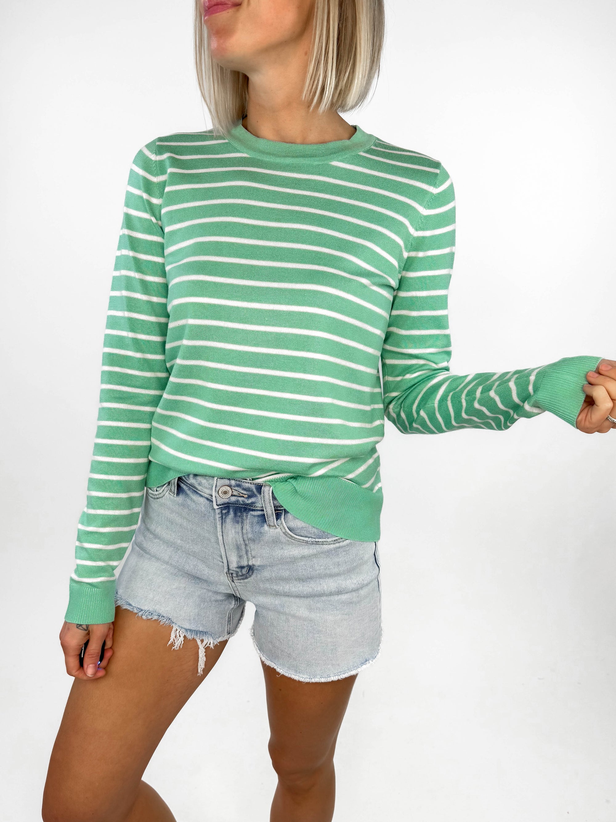 Expressions Stripe Sweater- MINT-FINAL SALE