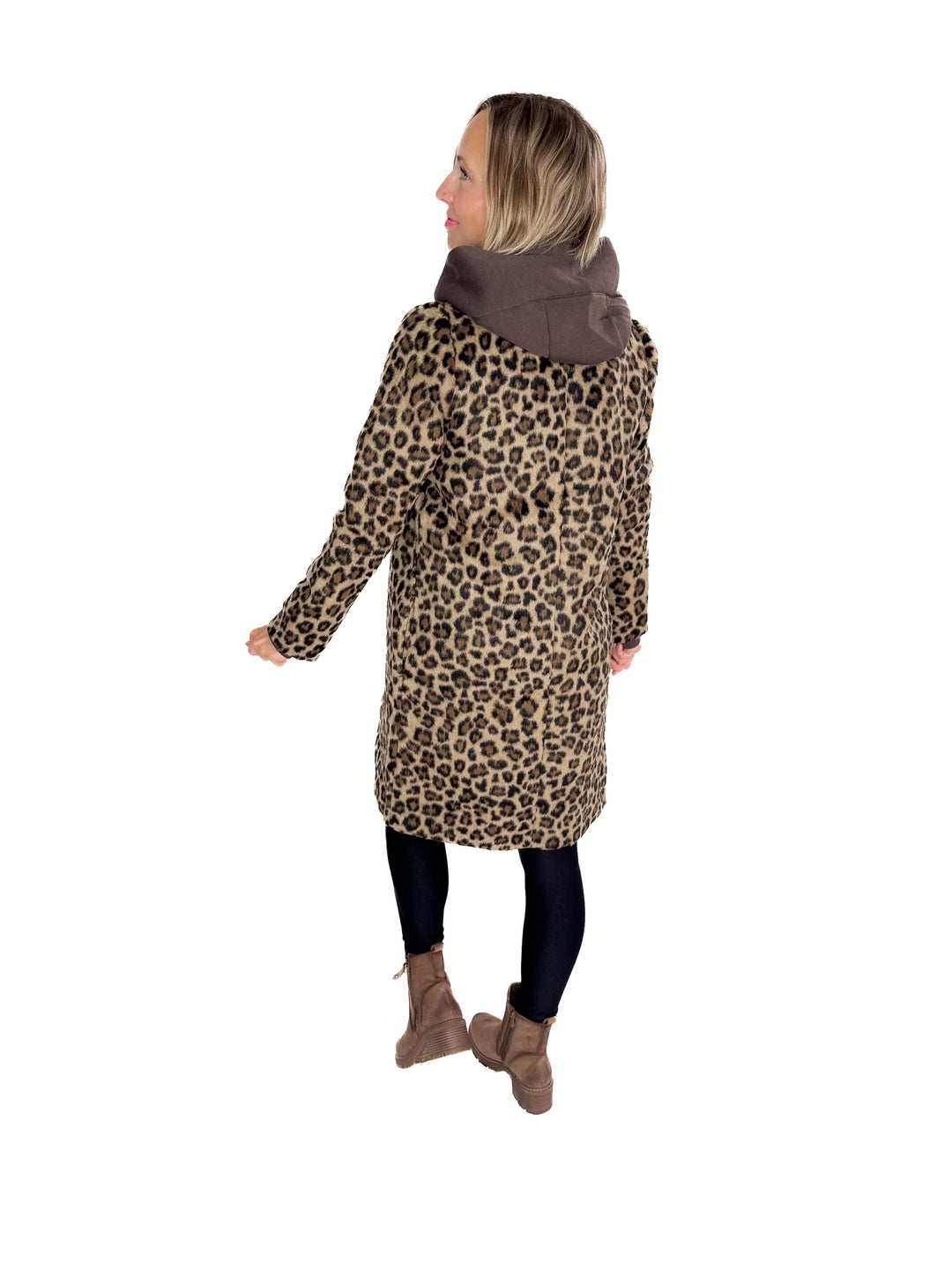 Casey Longline Jacket- BROWN LEOPARD