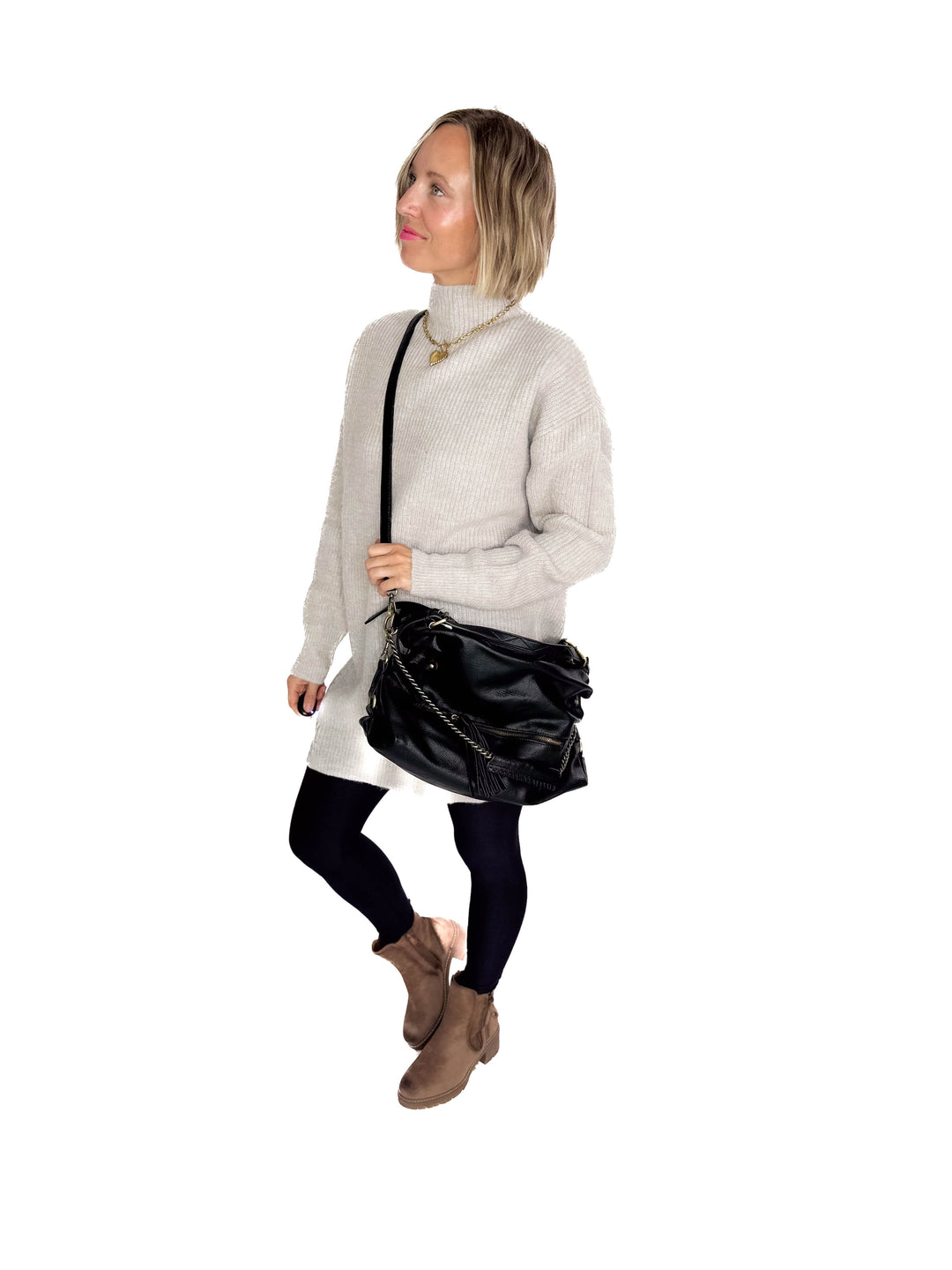 Jamila Rustic Tote Bag- BLACK